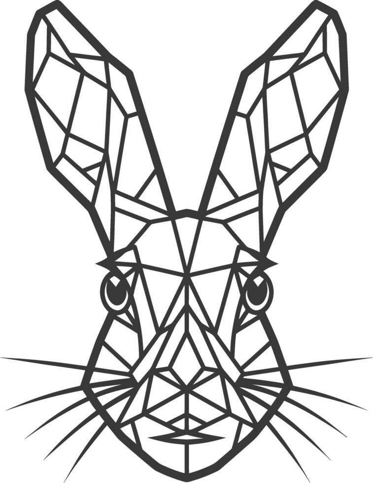 A black and white drawing of a rabbit's head vector