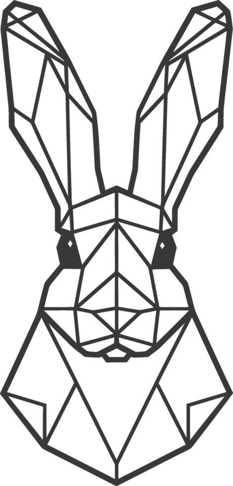 A geometric rabbit head with a black background vector