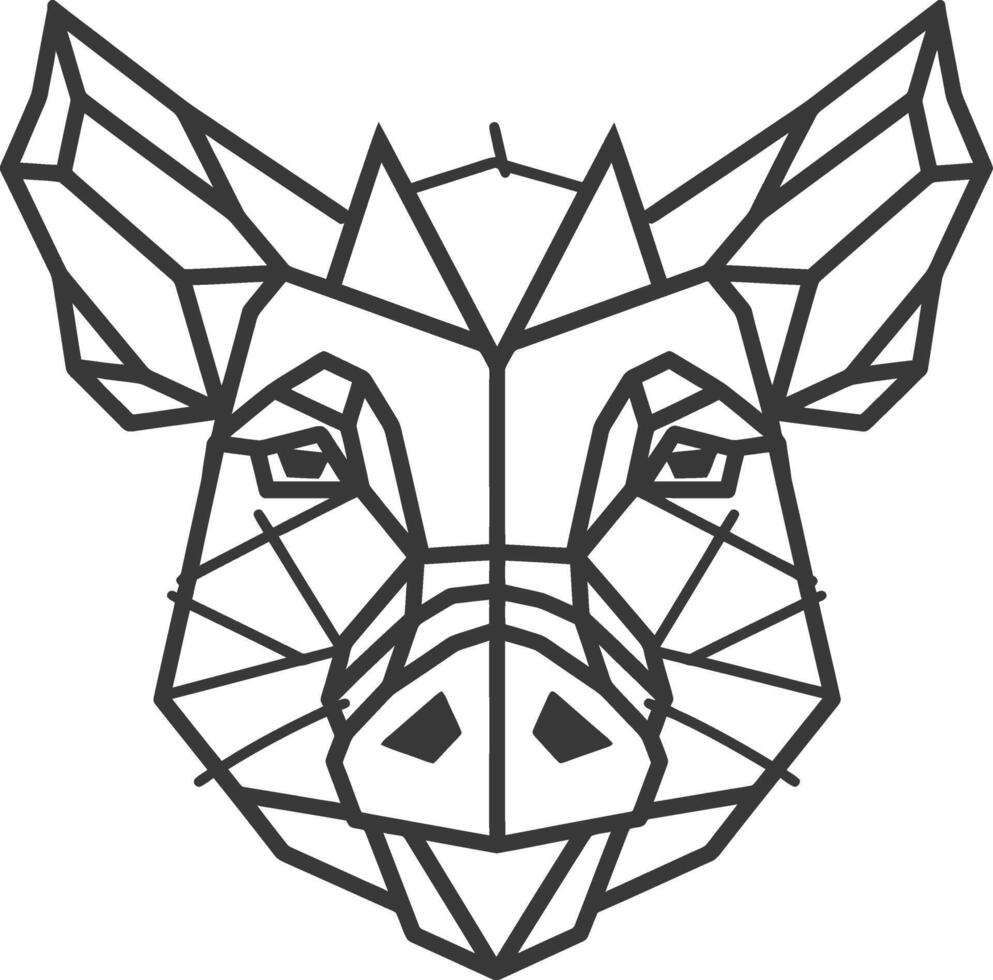 A black and white drawing of a pig head vector