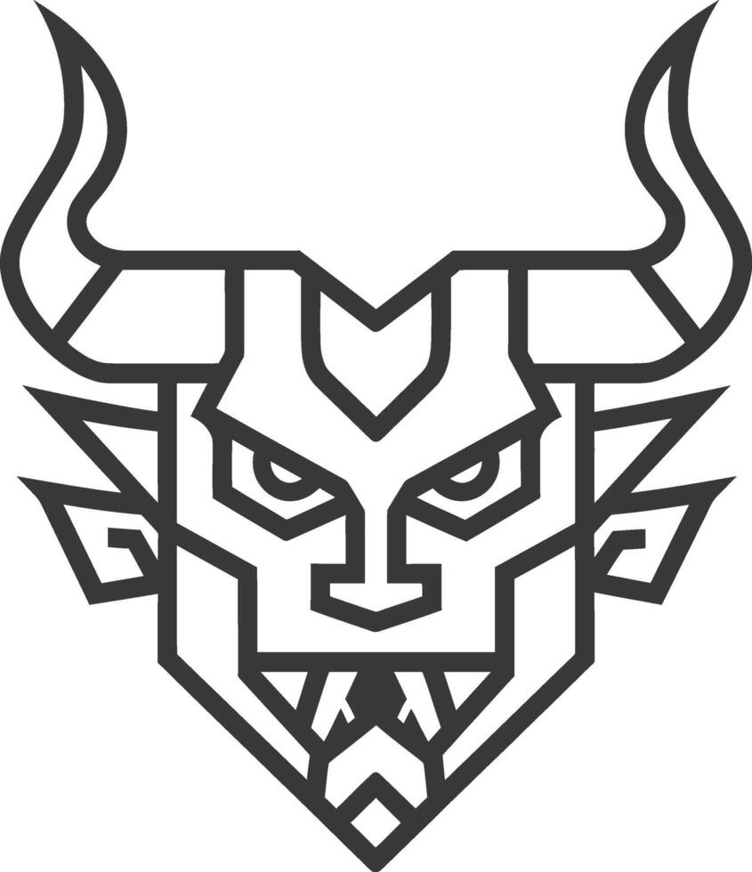 A black and white logo of a demon head vector