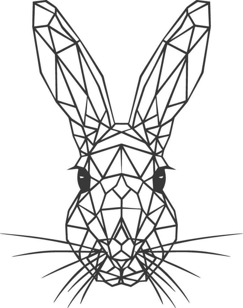 A black and white drawing of a rabbit's head vector