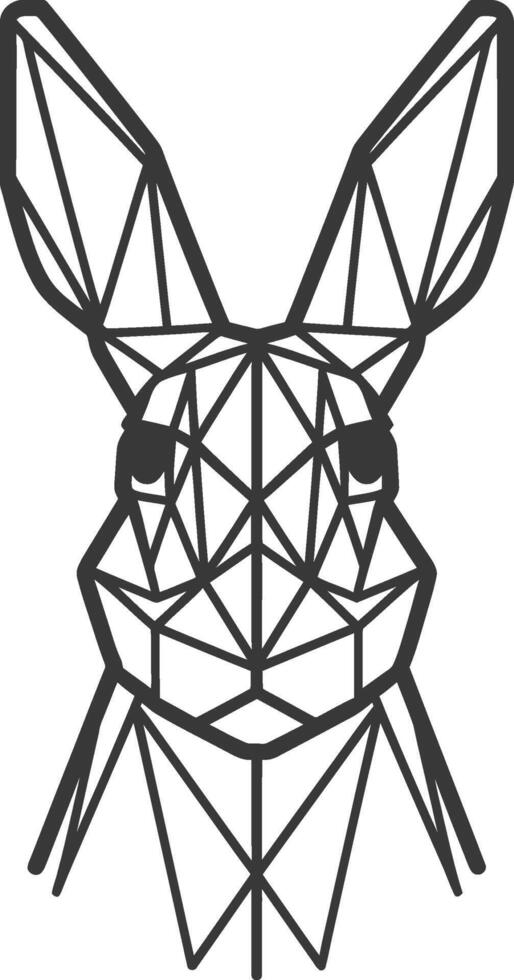 A black and white geometric rabbit head vector