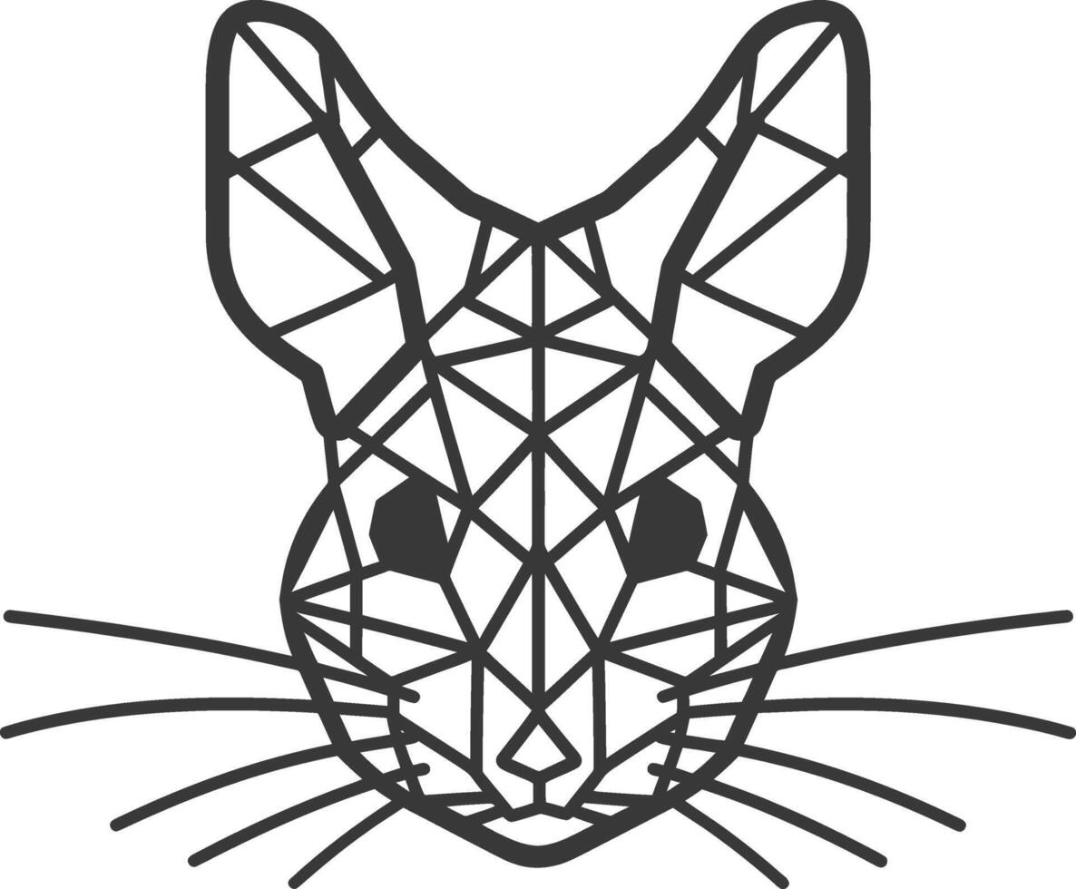 A black and white drawing of a rabbit head vector