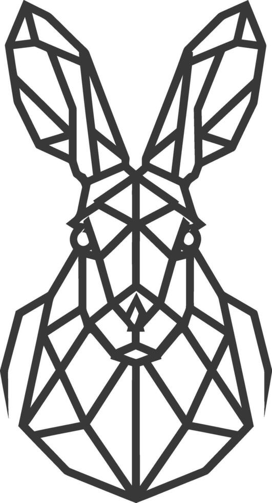 A black and white drawing of a rabbit head vector