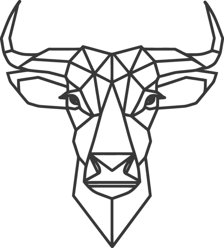 A bull head made of geometric lines vector