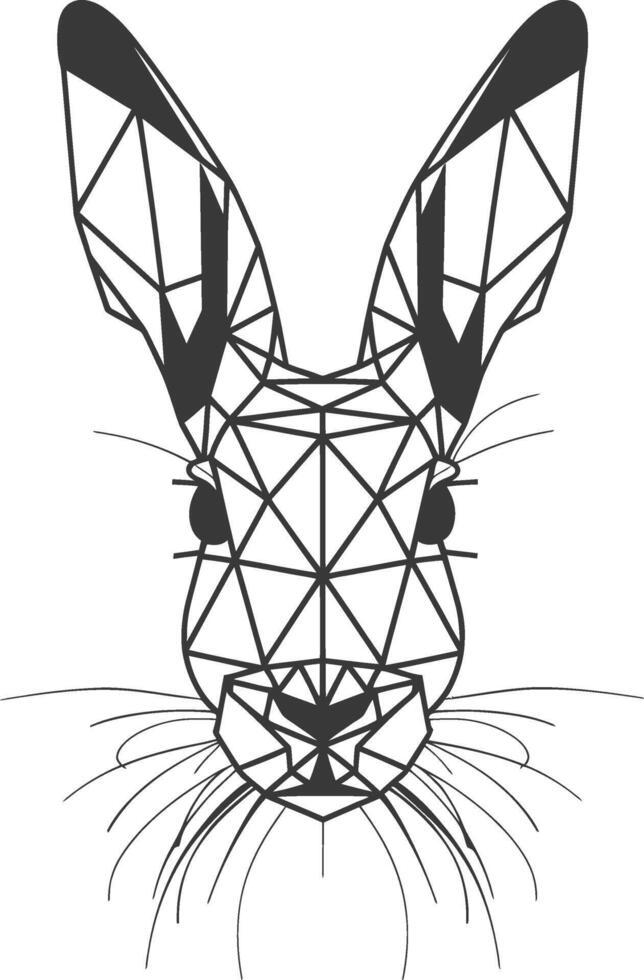 A black and white drawing of a rabbit's head vector