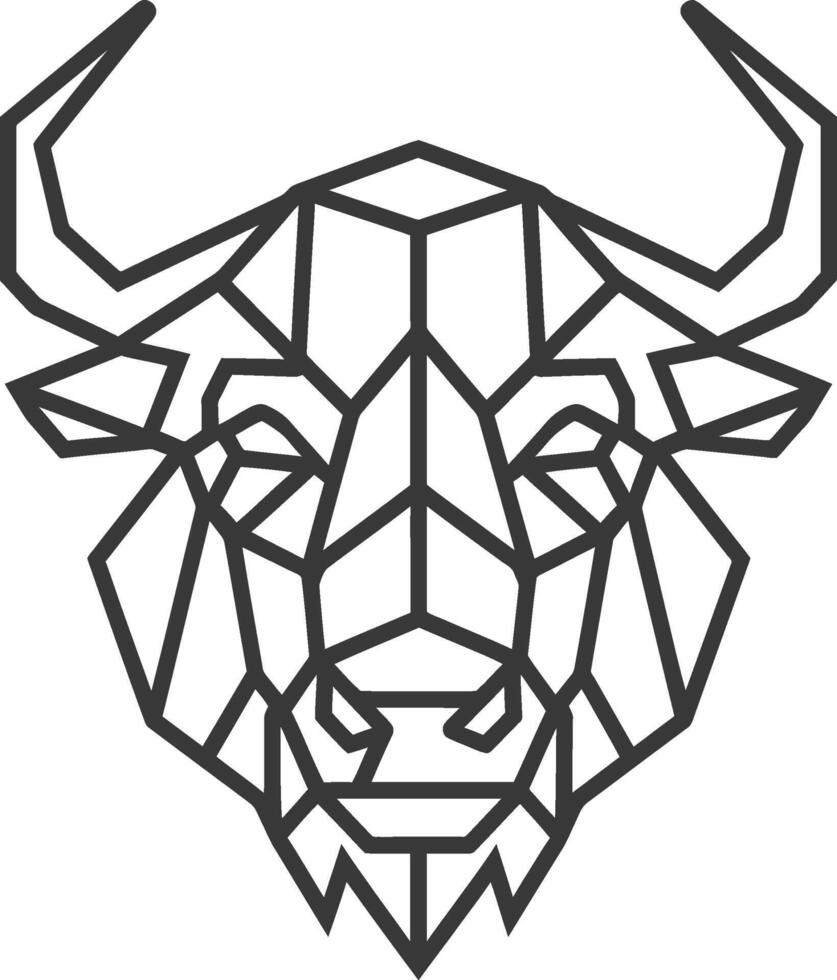 A black and white drawing of a bull head vector