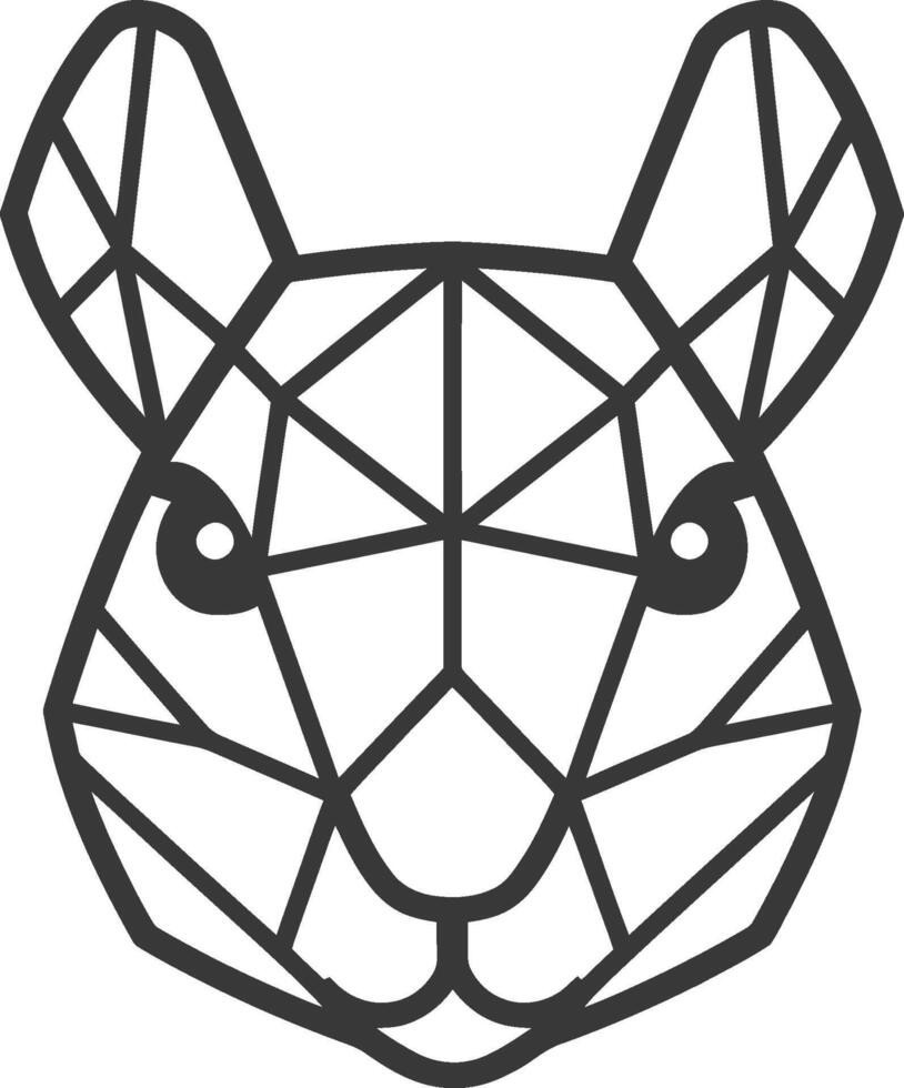 A black and white geometric rabbit head vector