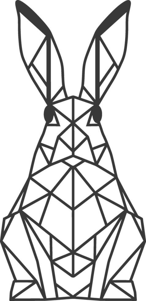 A black and white geometric rabbit head vector