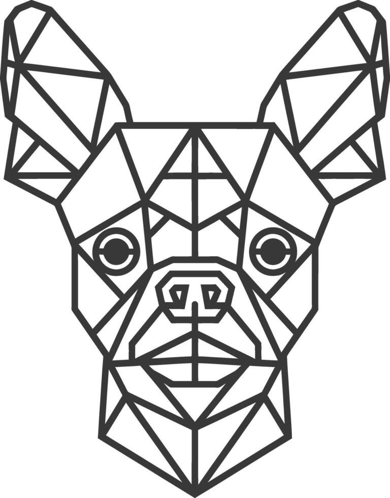 A black and white drawing of a dog with geometric lines vector