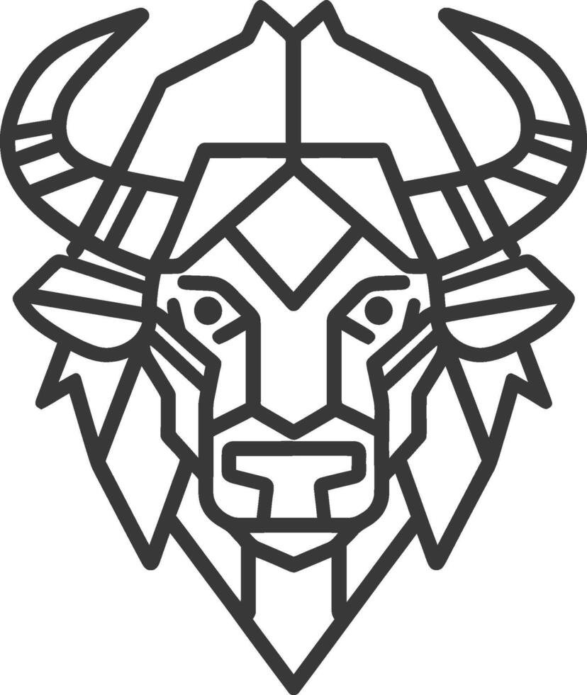 A black and white illustration of a buffalo head vector