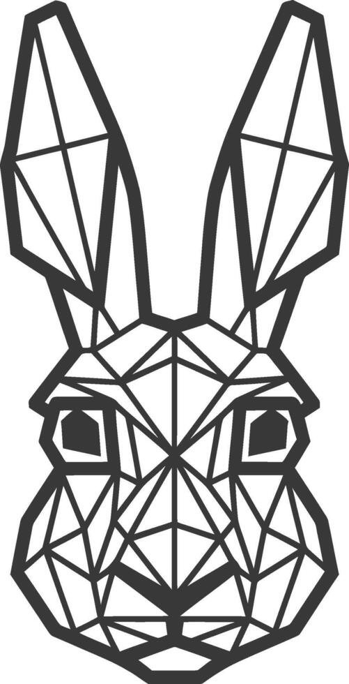 A black and white drawing of a rabbit head vector