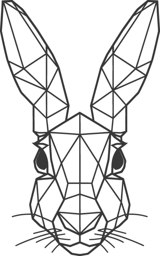 A geometric rabbit head with black lines vector