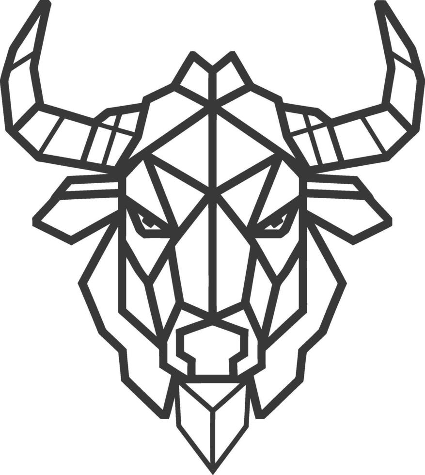A black and white drawing of a bull head vector