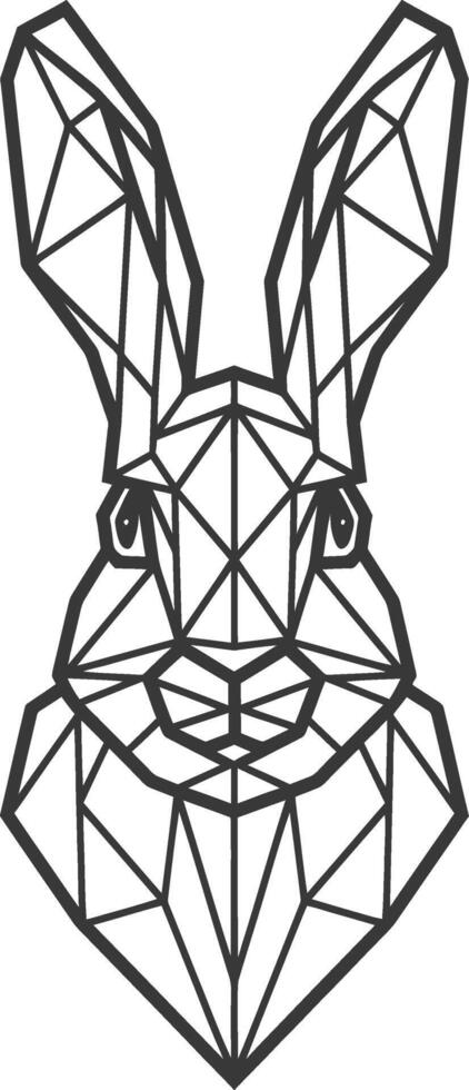 A black and white drawing of a rabbit head vector