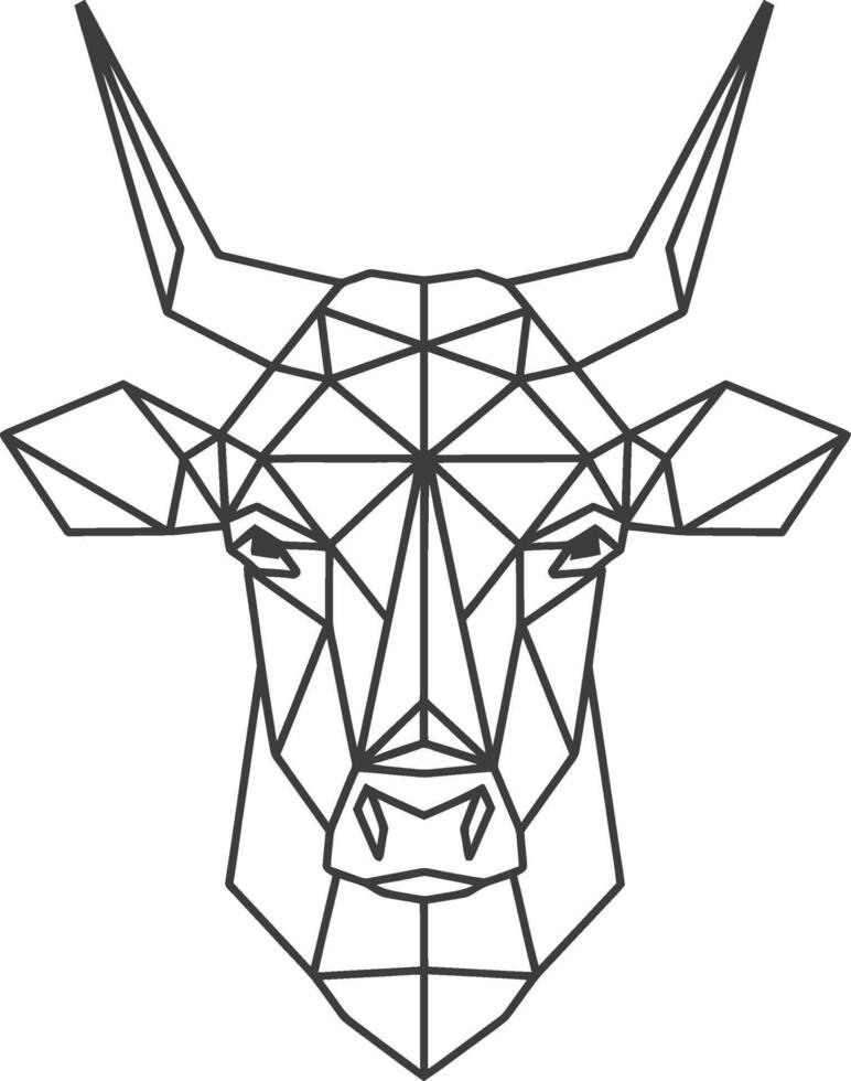 A bull head made of triangles vector