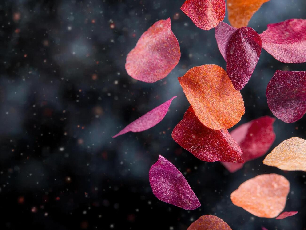 Vibrant autumn leaves in snowfall photo