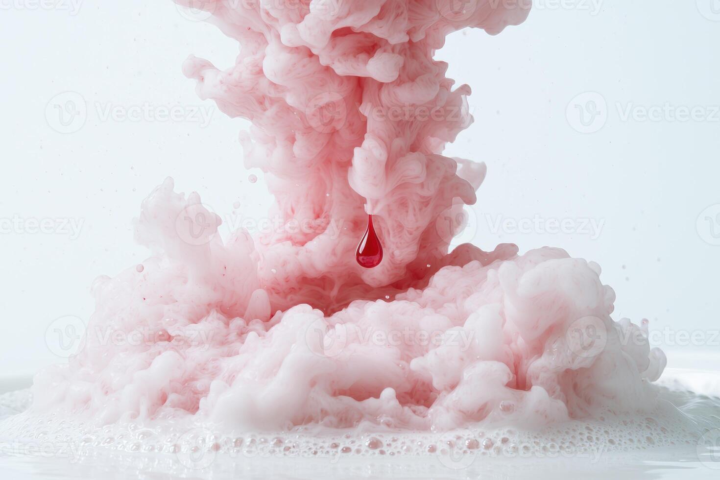abstract pink smoke with red droplet photo