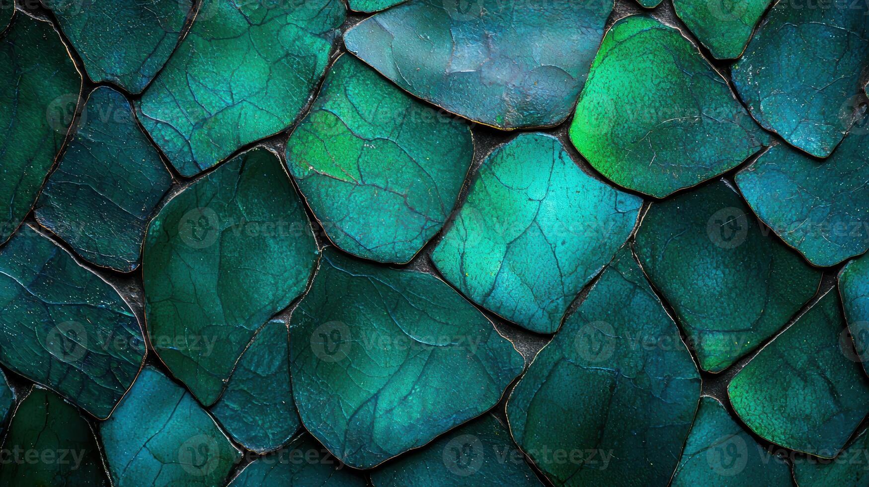 Cracked emerald green stone texture background photo