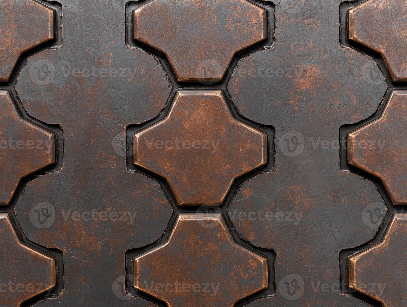 Rustic metal hexagon pattern photo