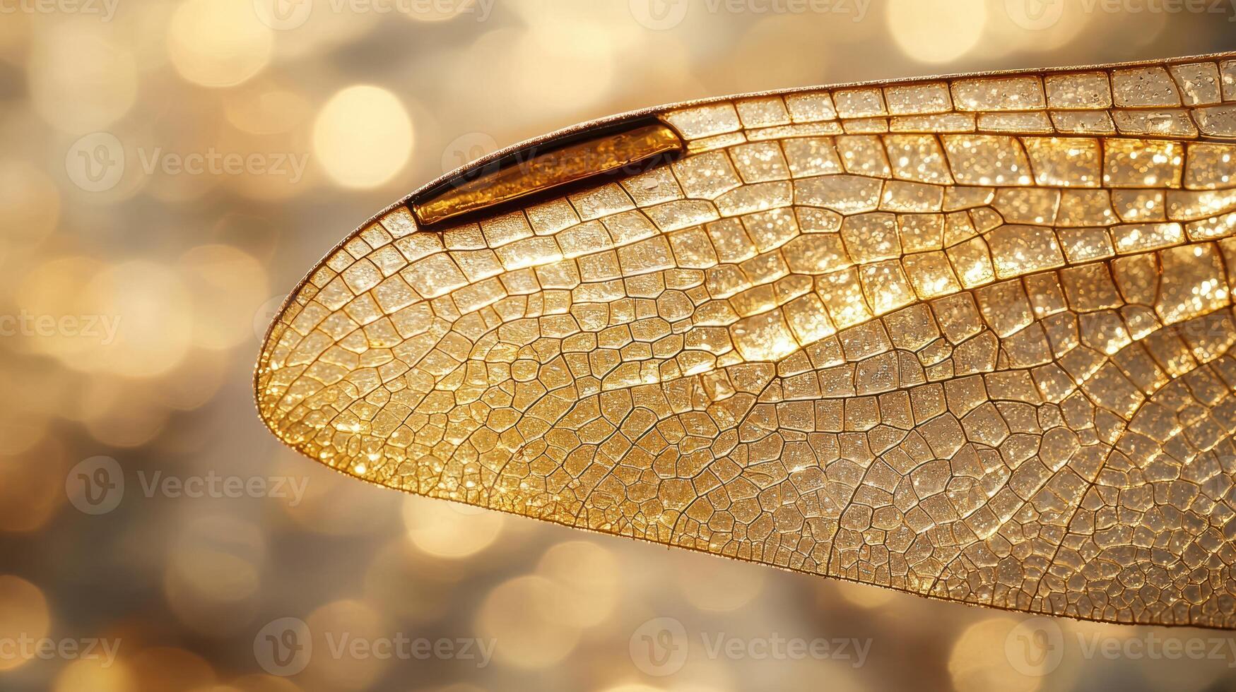 Intricate golden insect wing close up photo