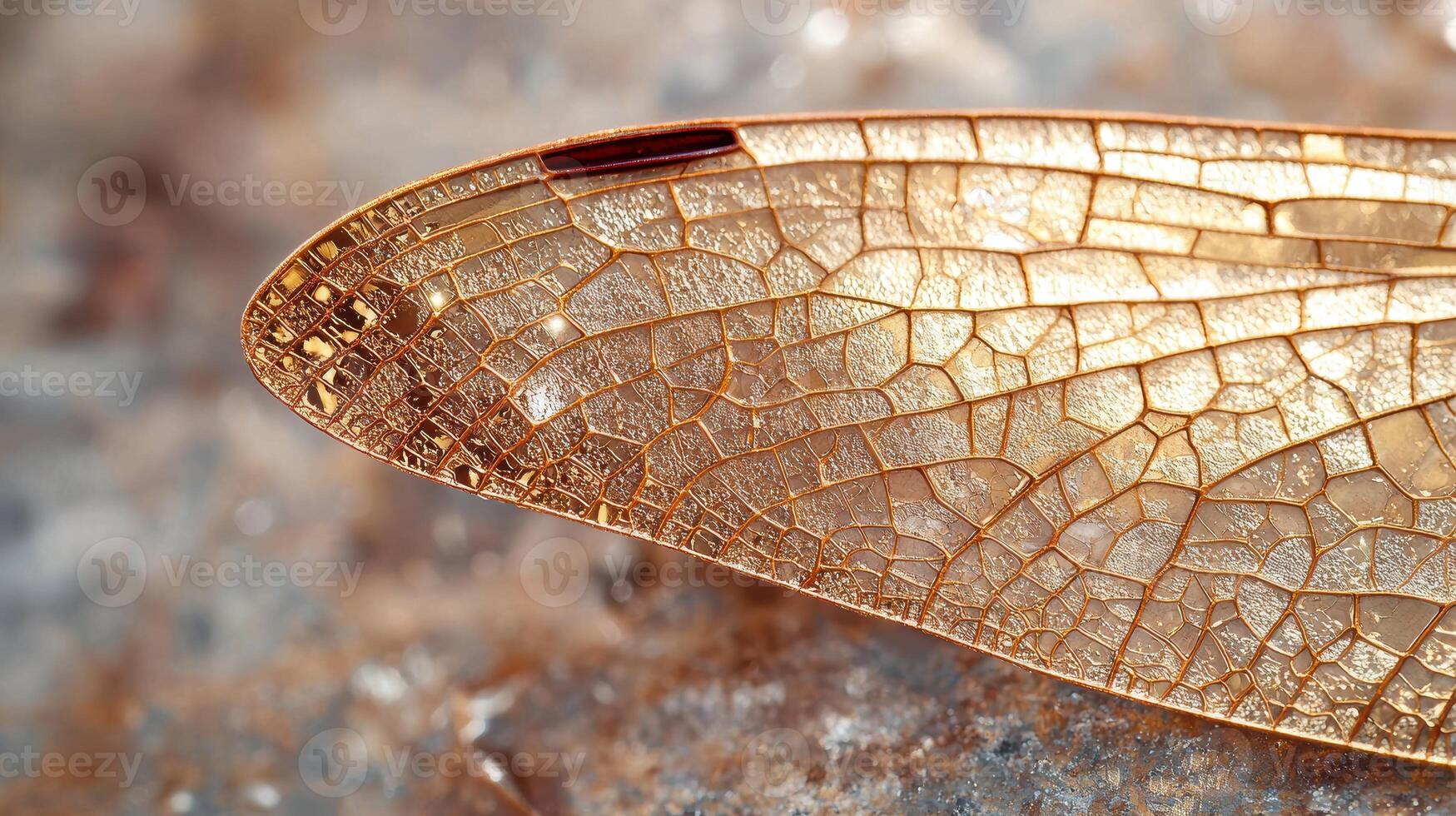 Close up of a golden dragonfly wing photo