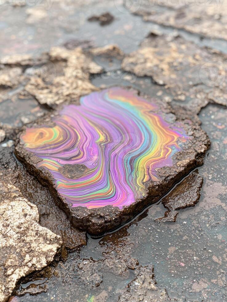 Colorful mineral formation on rock surface photo
