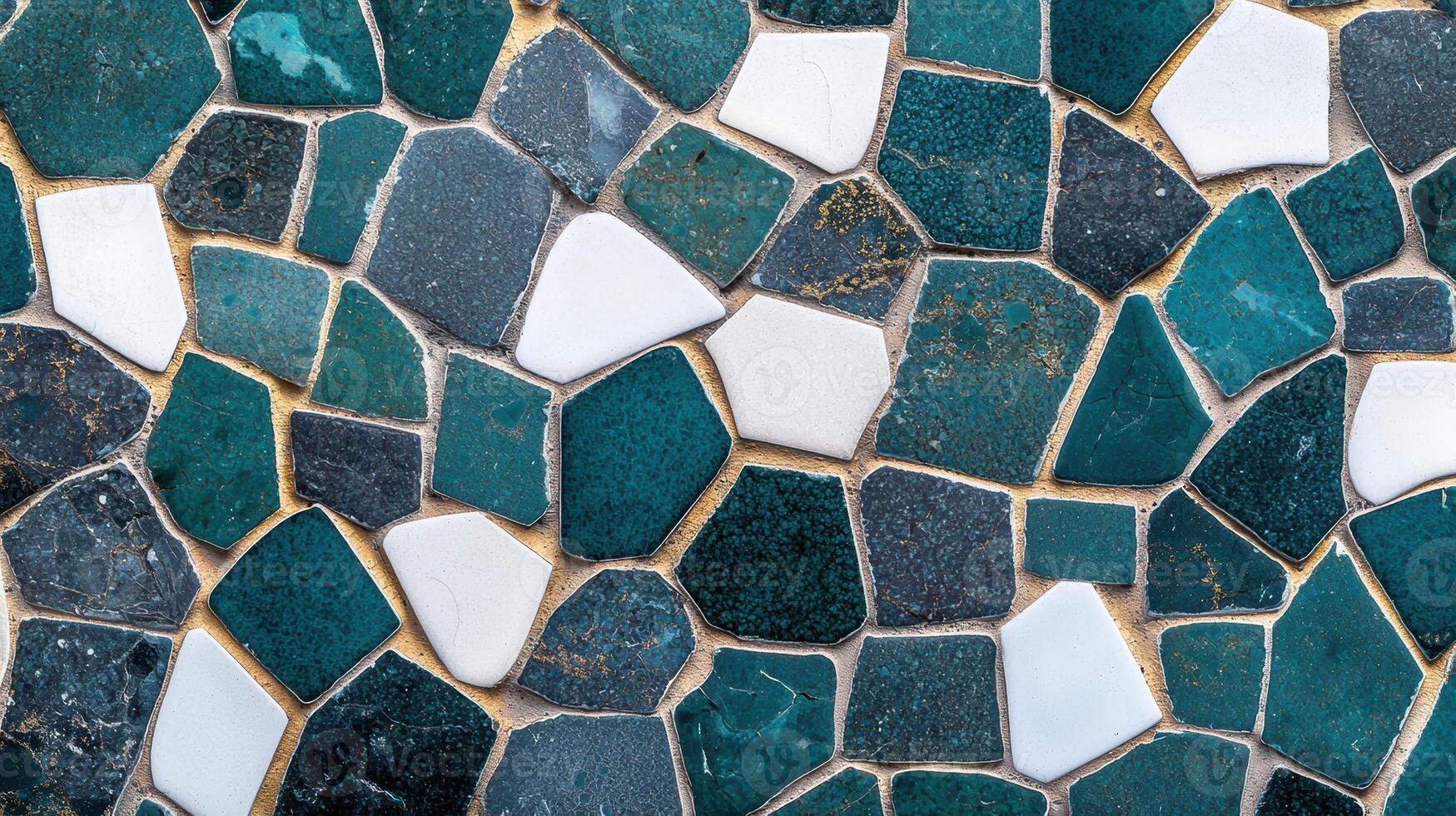 abstract mosaic tile pattern in shades of green and white photo