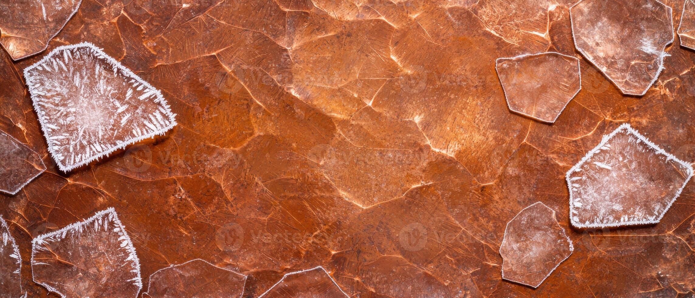 Shattered copper glass texture background photo