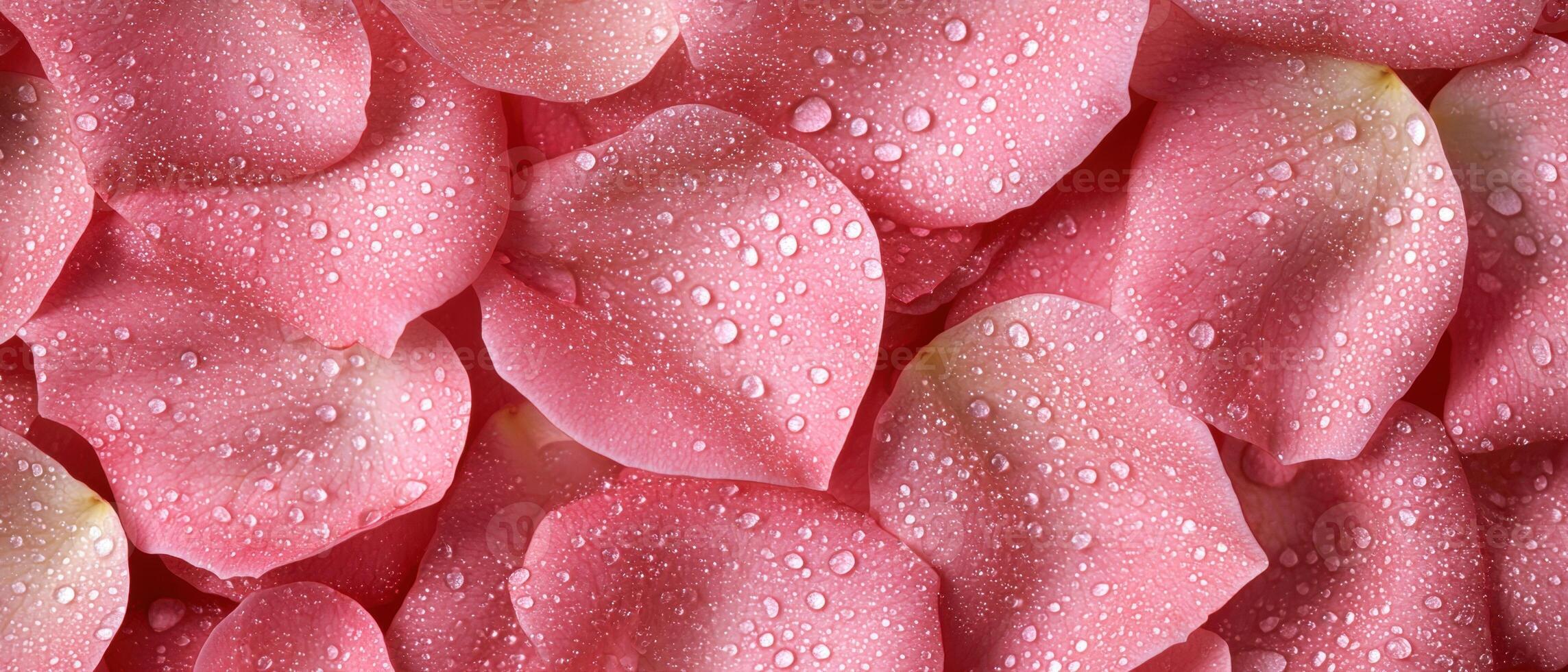 close up of pink rose petals with water droplets photo