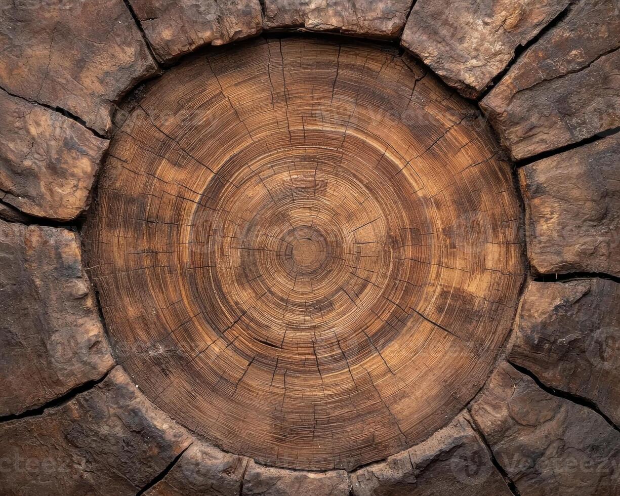 Intricate wood grain pattern on tree stump photo
