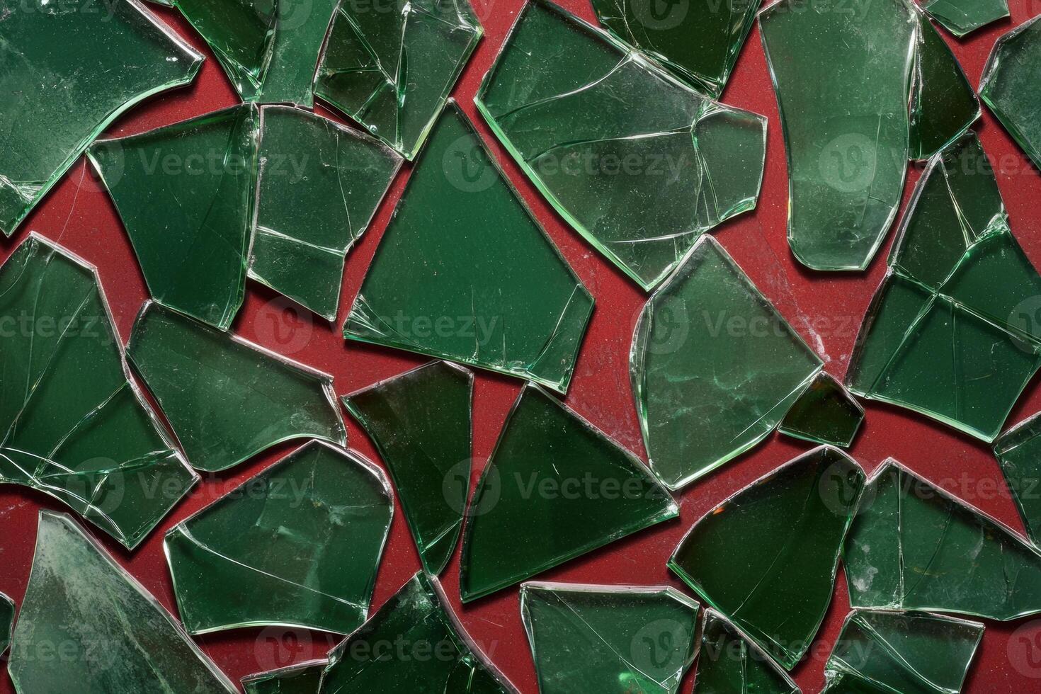Shattered glass mosaic pattern in green and red photo