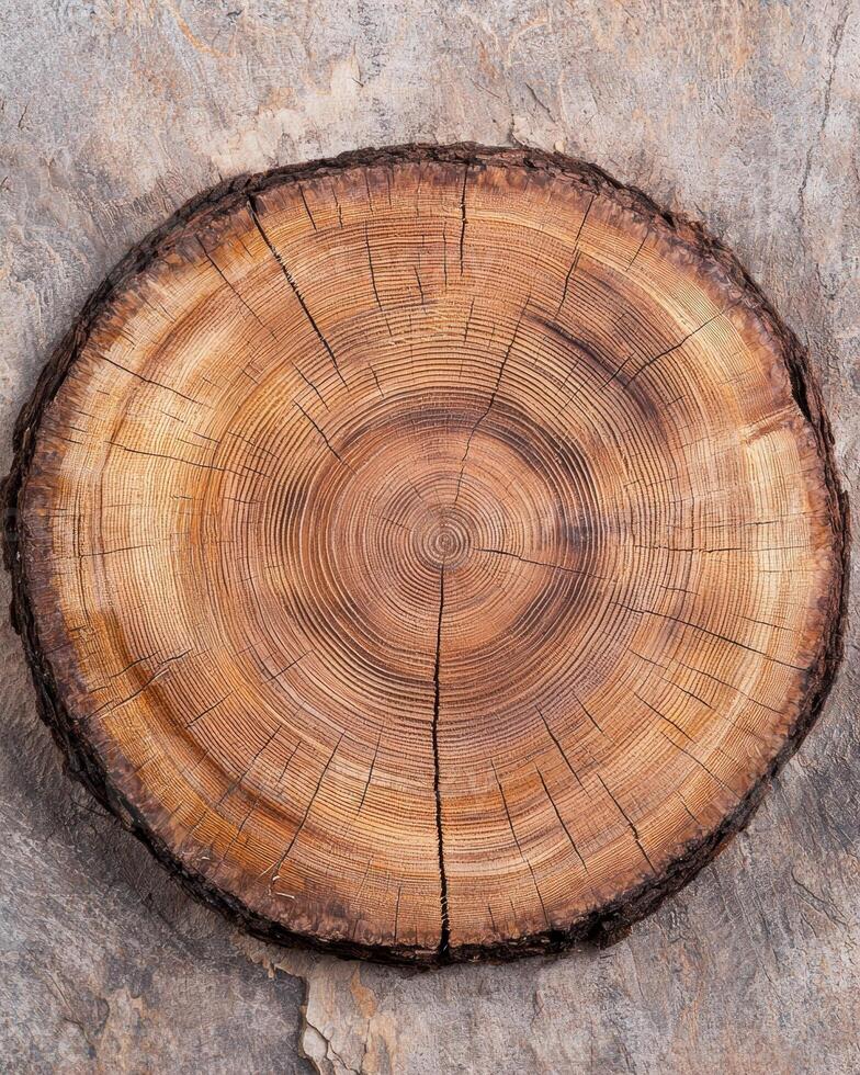 Detailed cross section of a tree trunk photo