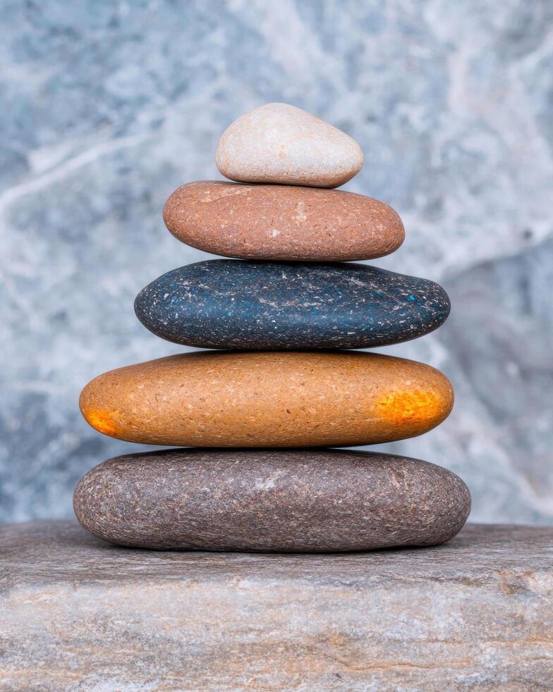 Stacked stones in zen like balance photo