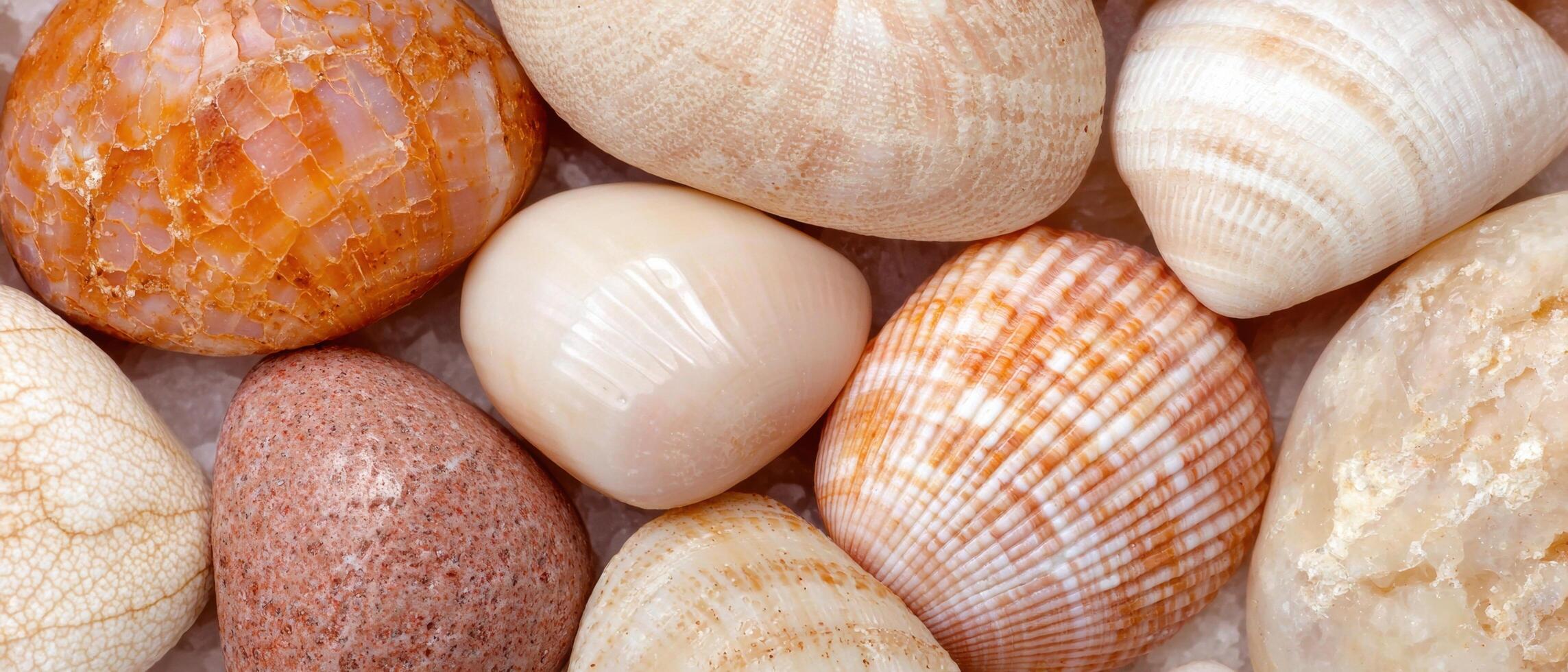 Assortment of colorful seashells photo