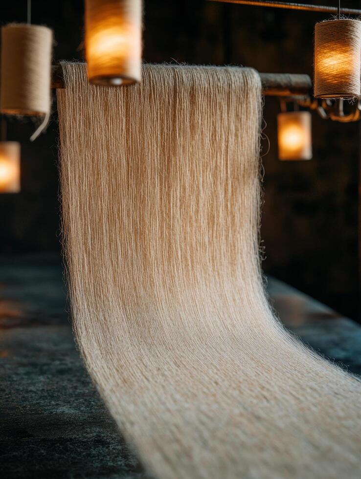 Closeup of handmade textile threads photo