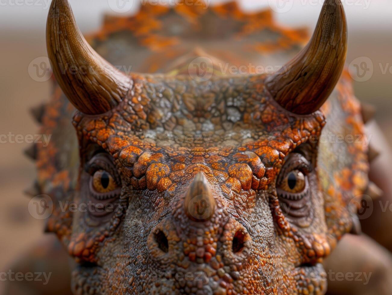Detailed close up of a horned reptile photo