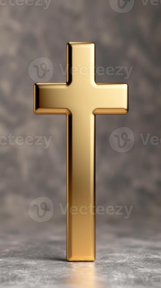 golden christian cross on dark background photo