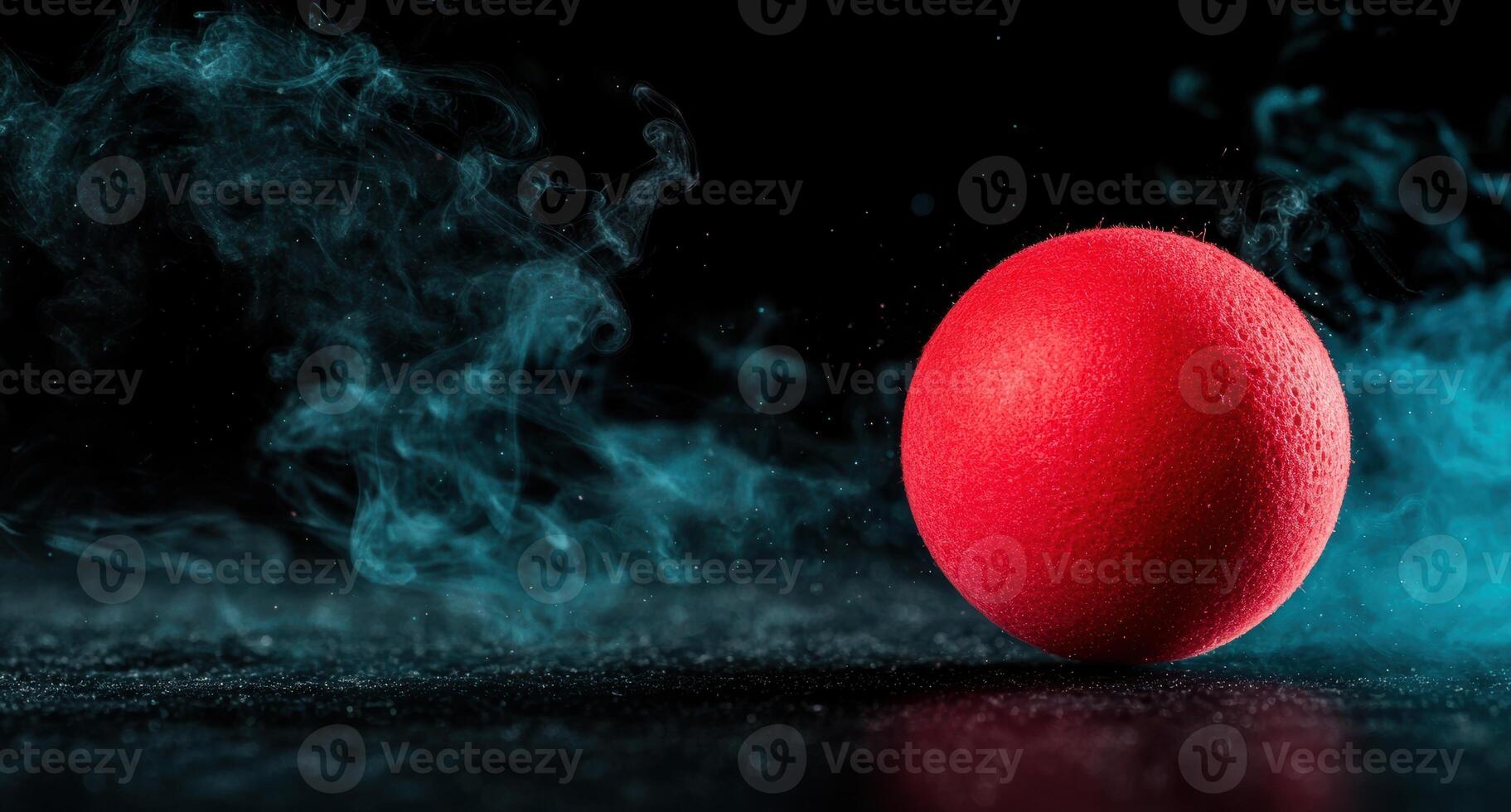 Glowing red sphere with smoke photo