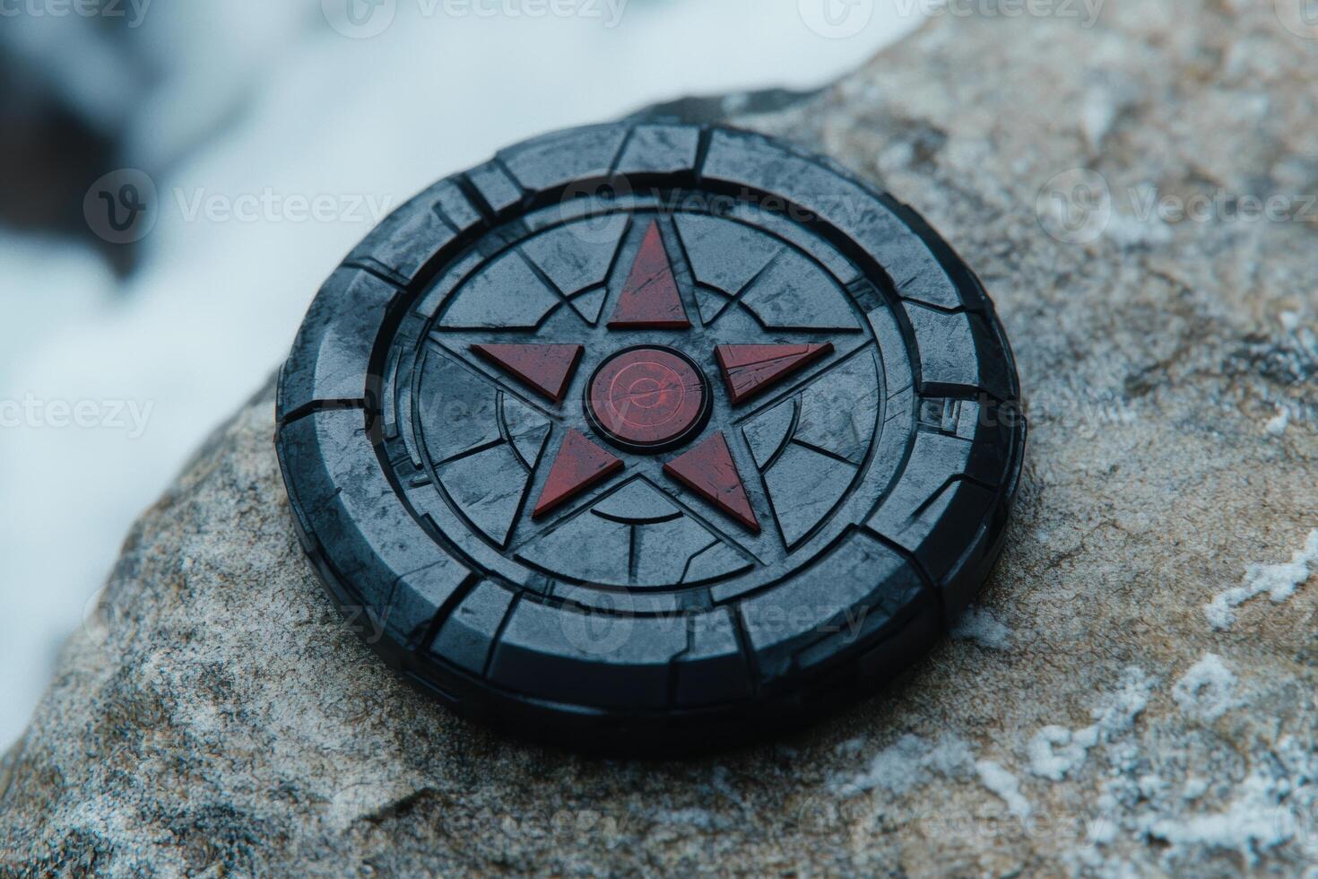 Mysterious compass on rocky surface photo