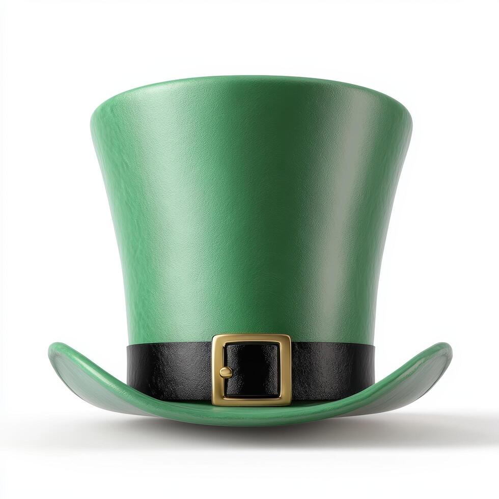 green leather top hat with black belt photo