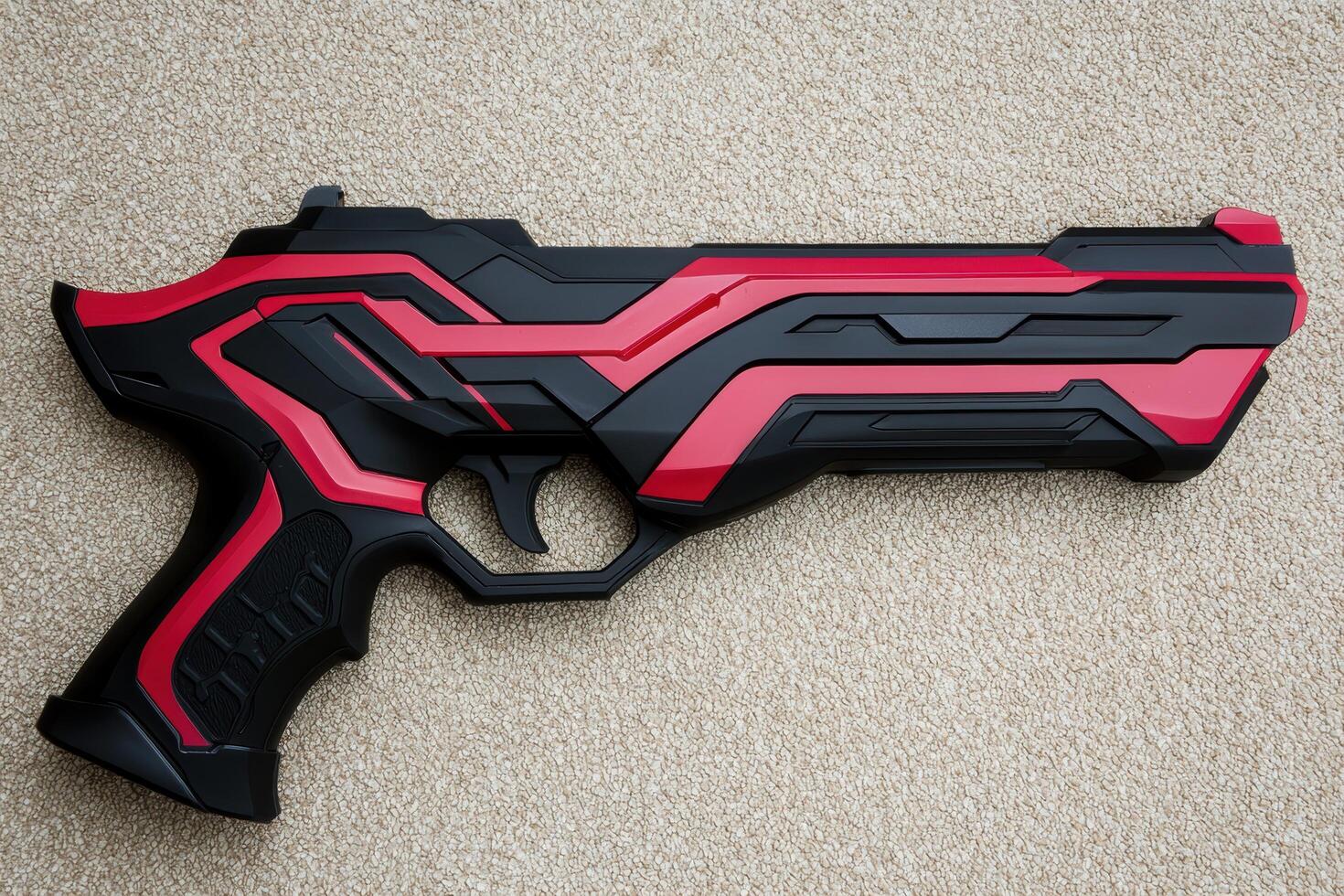 Futuristic red and black toy gun photo