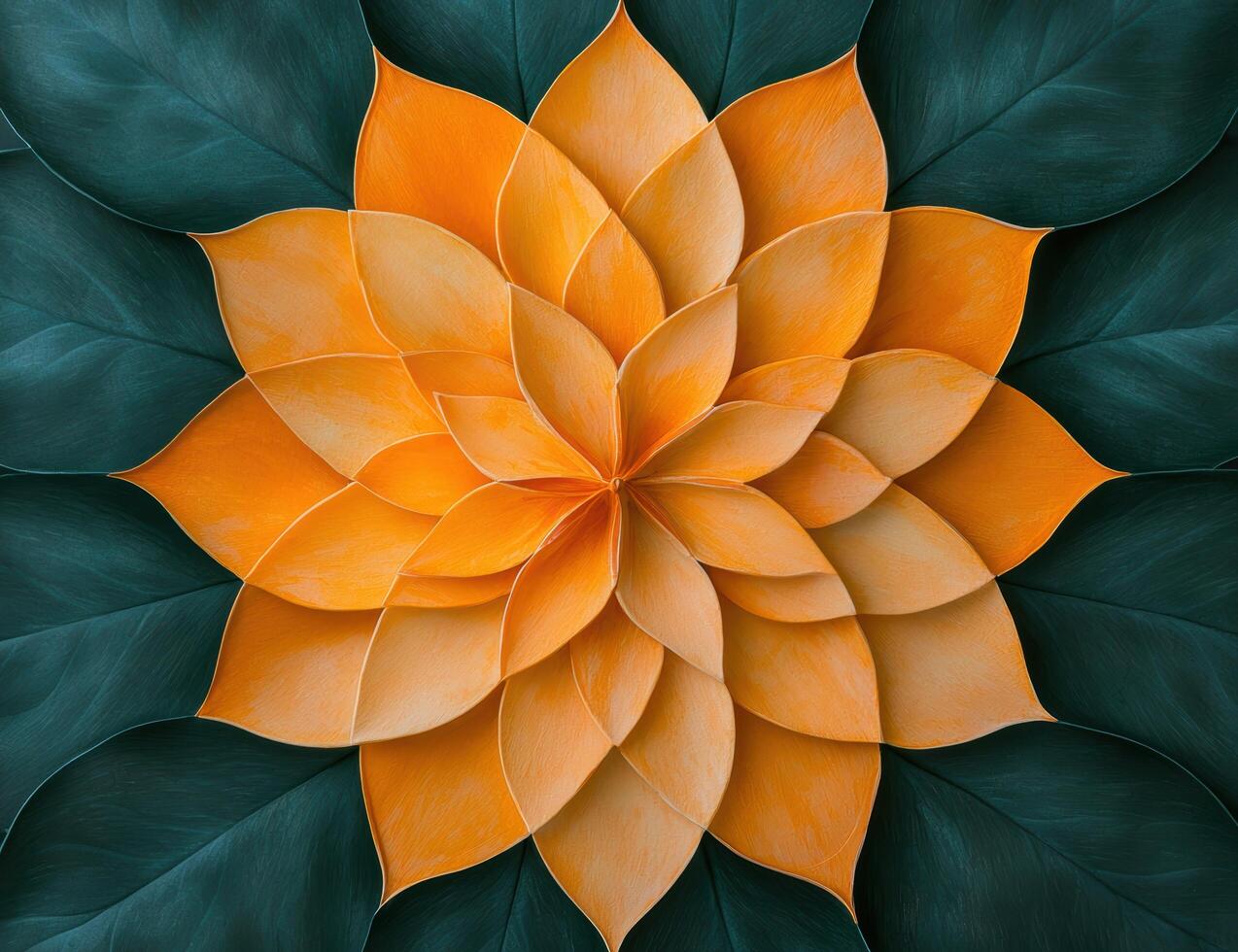 Vibrant orange flower with lush green leaves photo