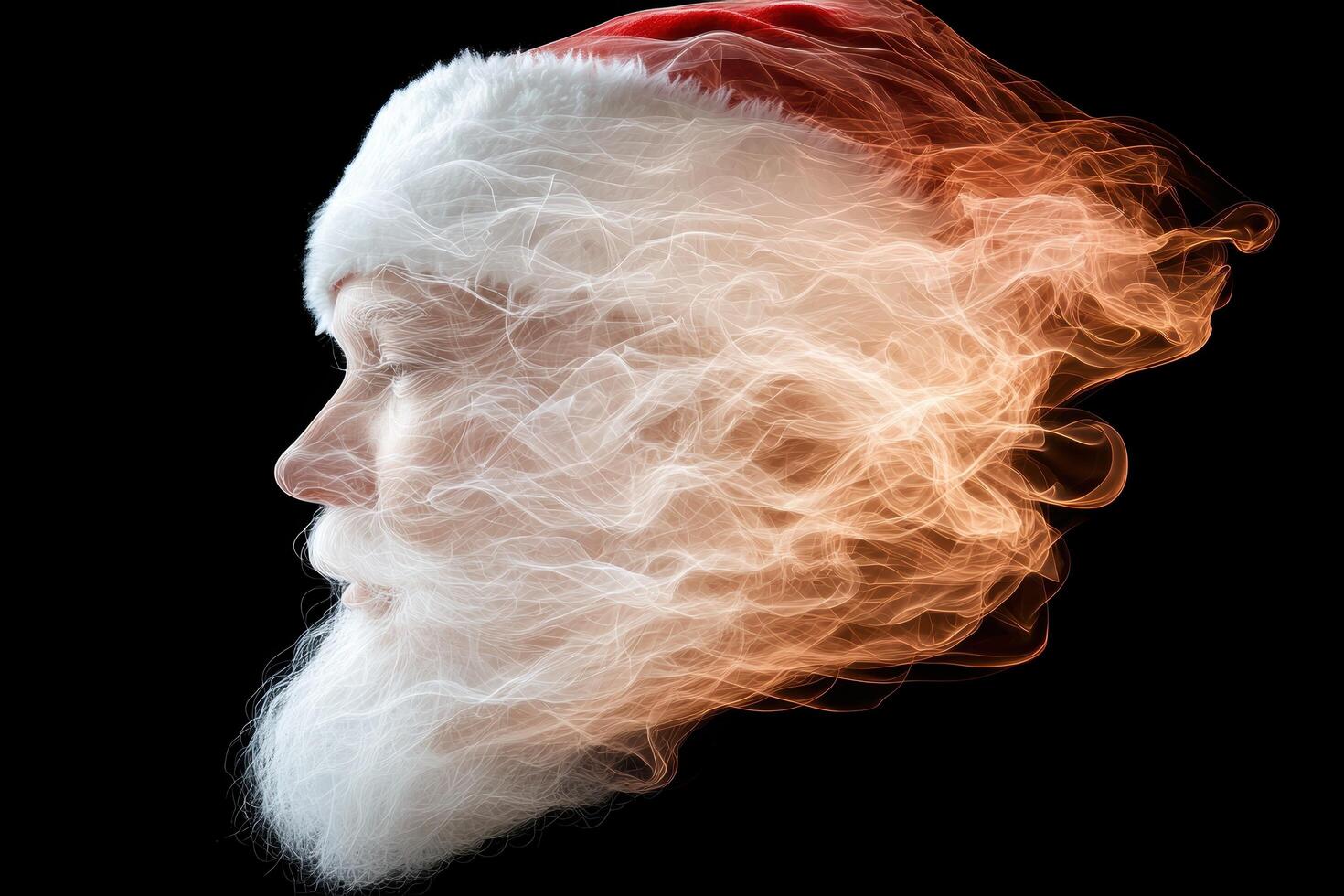 Fiery smoke cloud against a dark background photo