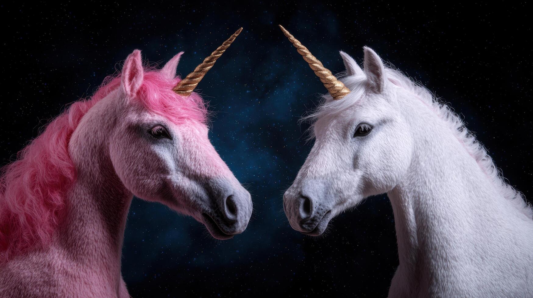 Magical unicorns in the night sky photo
