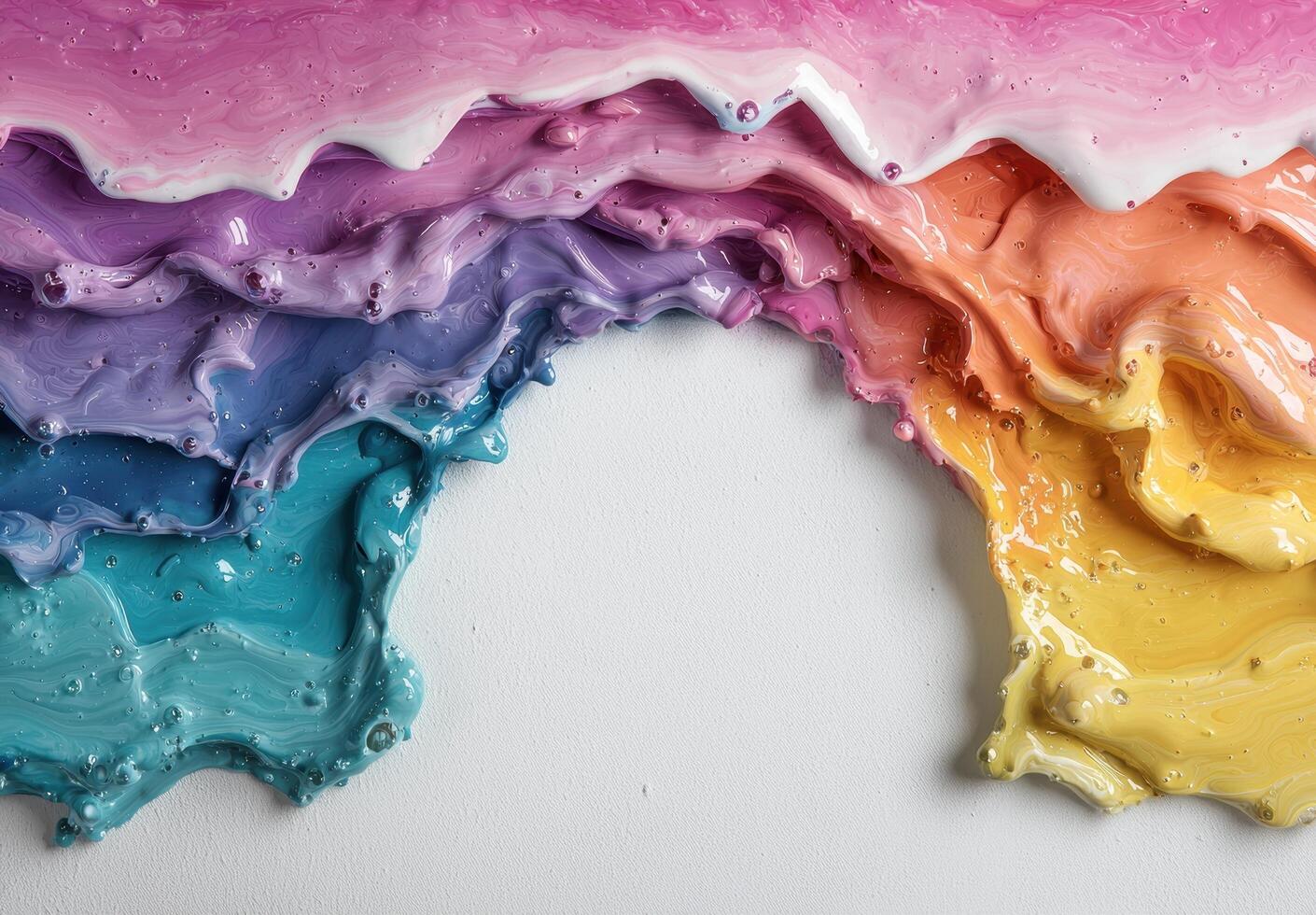 Colorful abstract paint swirls and splashes photo