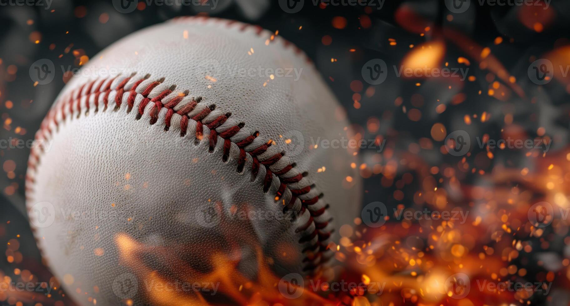 Close up of a baseball with sparks in the background photo