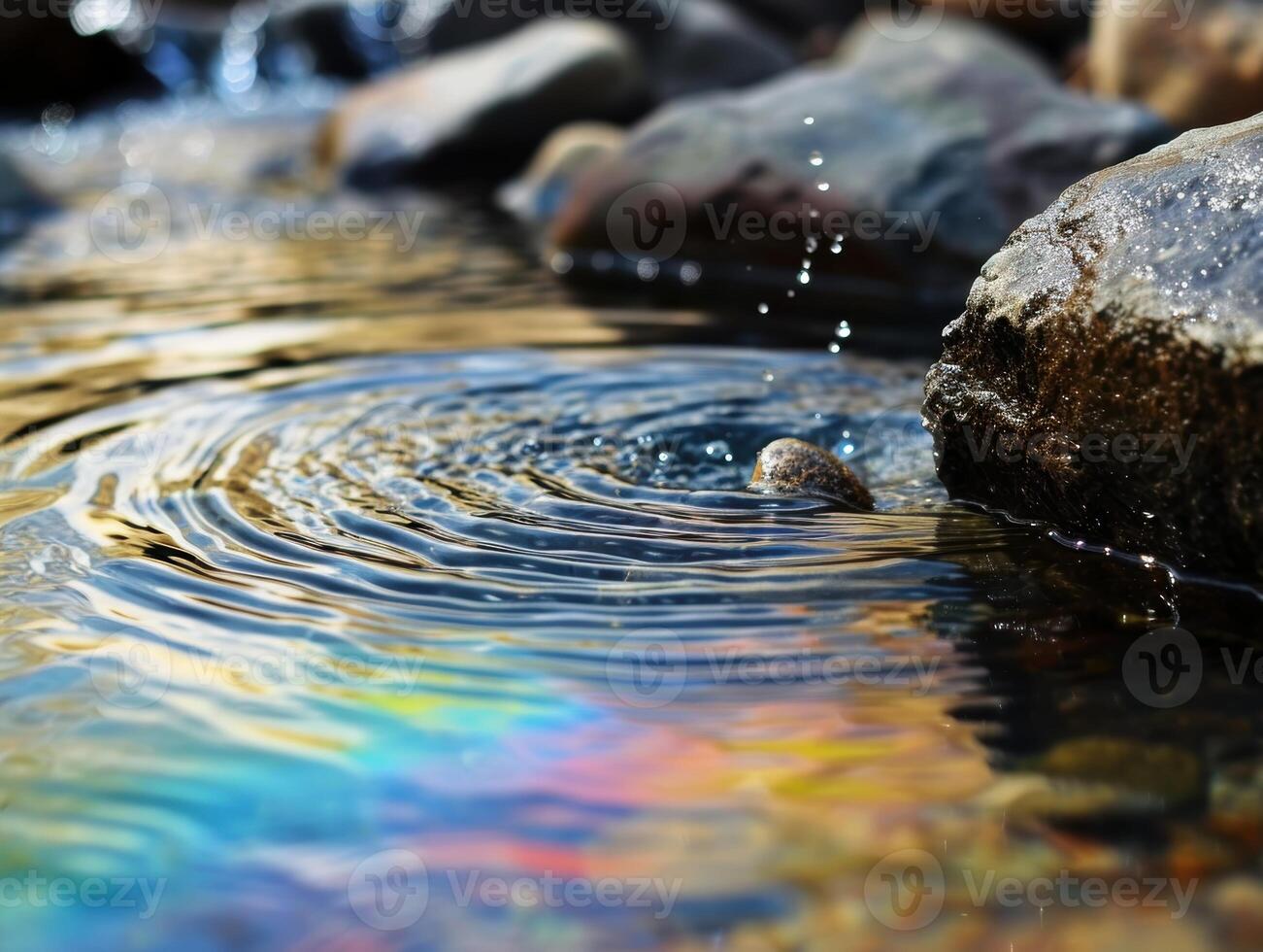 Rippling water with colorful reflections photo