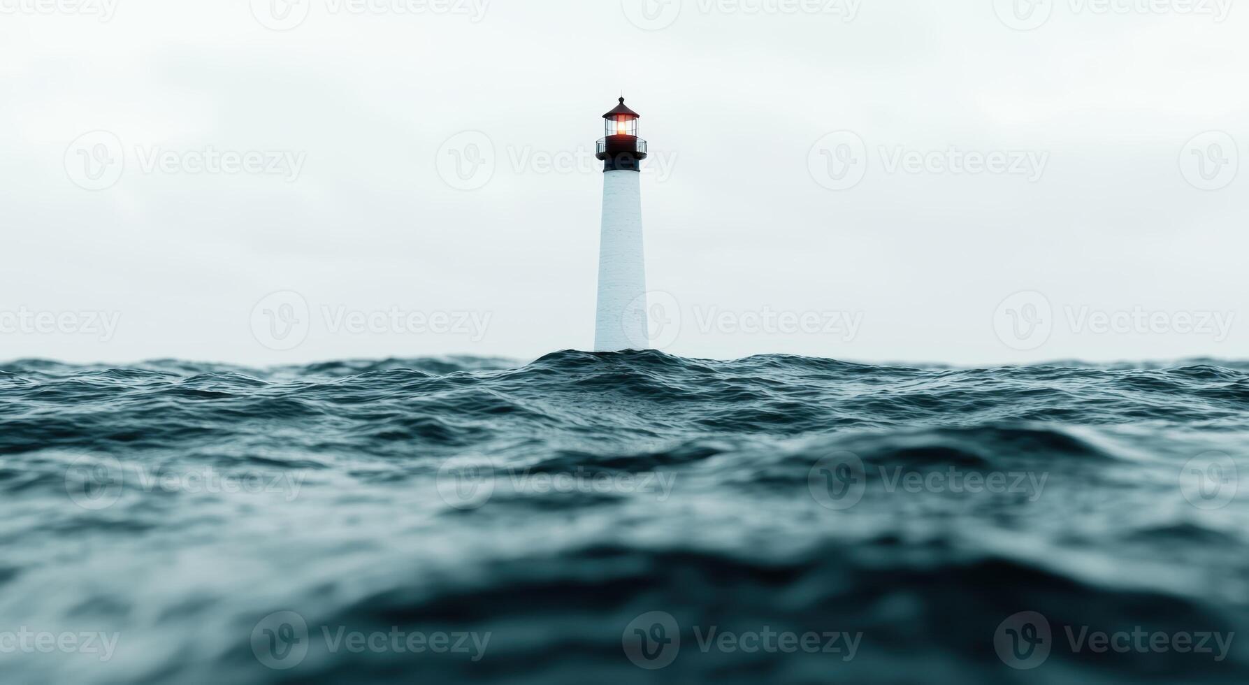 Lighthouse standing tall in the stormy sea photo