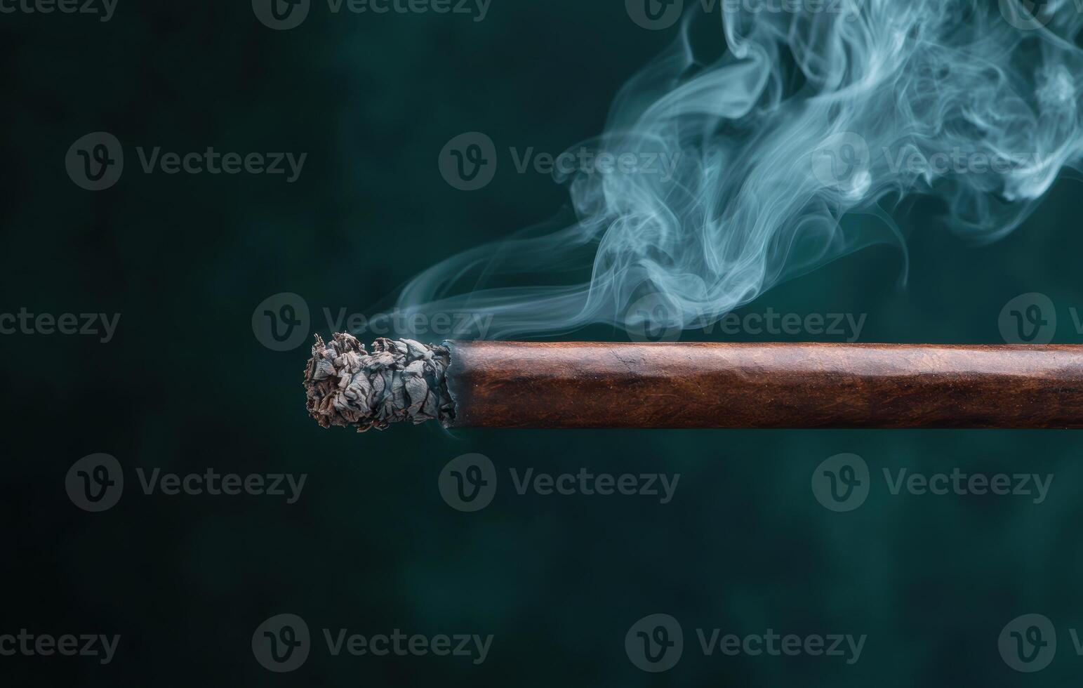 Smoldering cigar with smoke photo